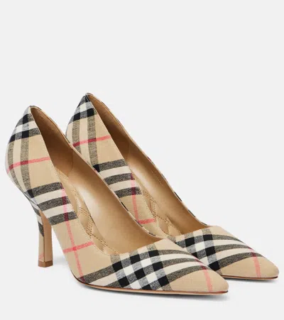 BURBERRY CHECK CANVAS PUMPS