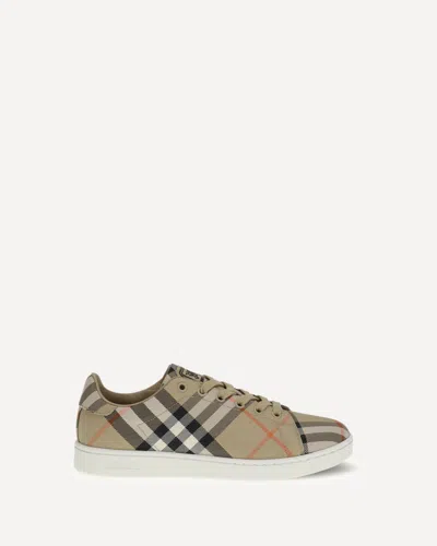 Burberry Check Canvas Set Sneakers In Sand