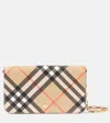 Burberry Check Chain Strap Wallet Bags In Beige