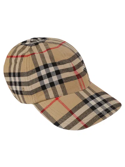 Burberry Check Cap In Archive Beige
