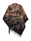 Burberry Check Cape In Beige