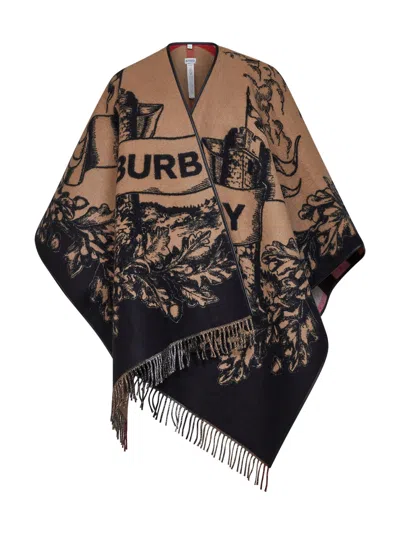 Burberry Check Cape In Beige
