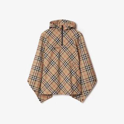 Burberry Check Cape In Sand