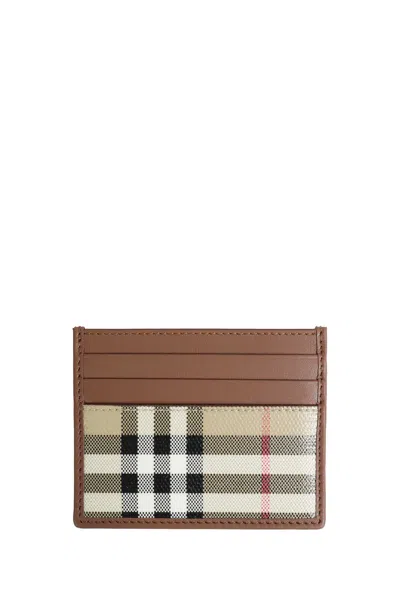 Burberry Check Card Case In Beige