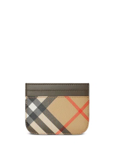 Burberry Check Card Case In Beige