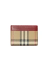 Burberry Check Pattern Compact Credit Card Case In Brown