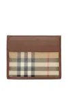 Burberry Check Card Case In Brown