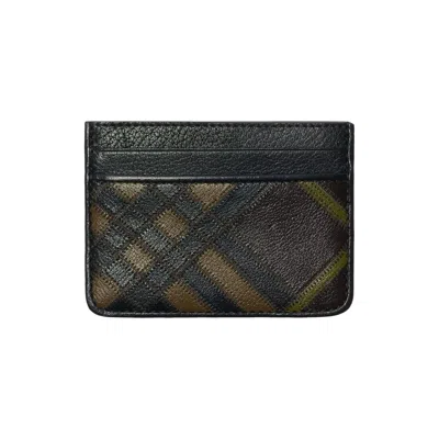 Pre-owned Burberry Check Card Case 'peat' | Black | Men's Size Onesize