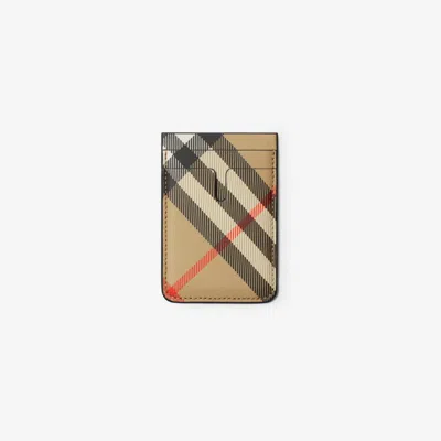 Burberry Check Card Case In Sand