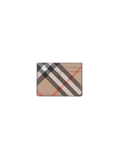 Burberry Check' Vertical Card Holder – Beige In Neutrals