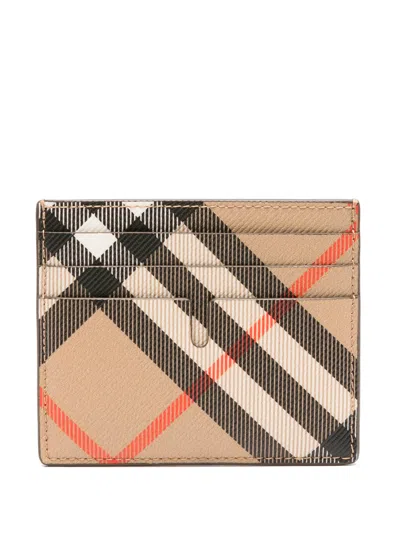 Burberry Check Card Holder In Beige