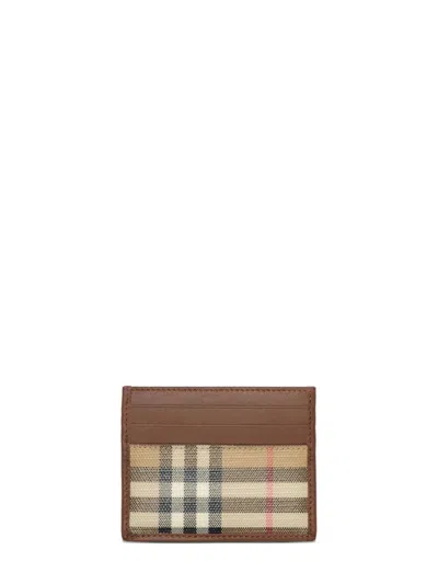 Burberry Check Card Holder In Beige
