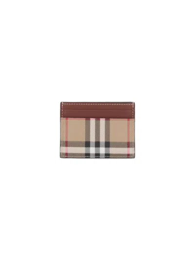 Burberry 'check' Card Holder In Beige