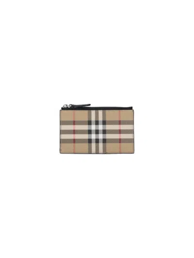 Burberry 'check' Card Holder In Beige