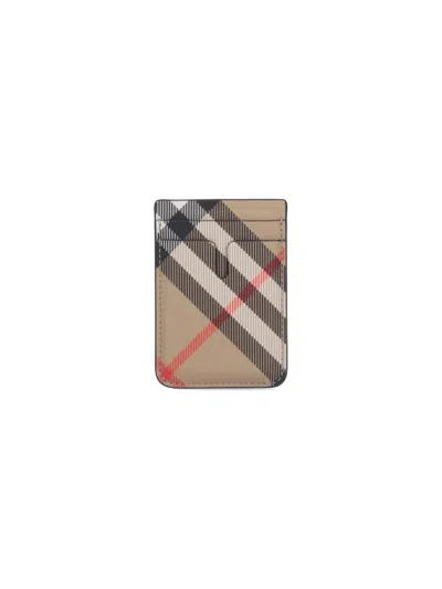 Burberry Check Card Holder In Neutral