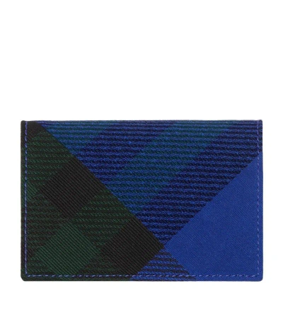 Burberry Check Card Holder In Blue