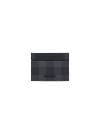 Burberry 'check' Card Holder In Gray