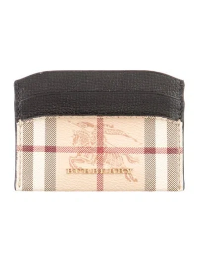 Pre-owned Burberry Check Card Holder Haymarket Check Pattern Card Holder In Neutral