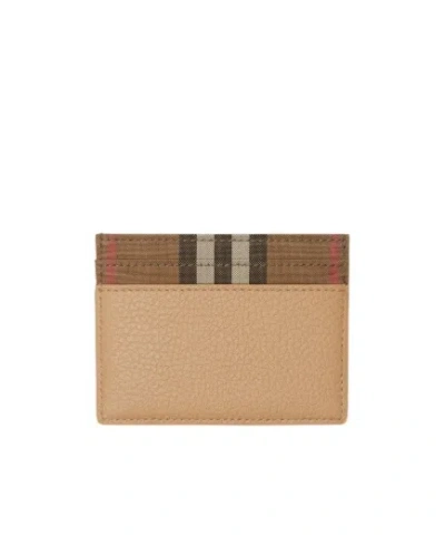 Burberry Check Card Holder In Light Almond