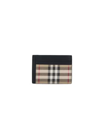 Burberry Check Card Holder In Sand