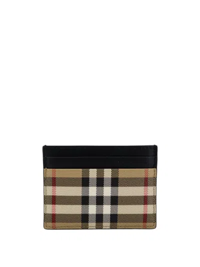 Burberry Check Cardholder In Beige