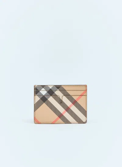 Burberry Check Cardholder In Beige