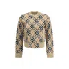 Burberry Check Wool Zip-up Cardigan In Neutral