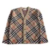 Burberry Check Cardigan In Marrone