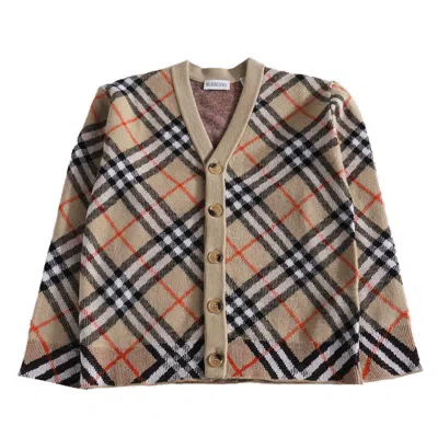 Burberry Kids' Check Cardigan In Sand