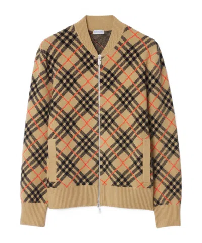 BURBERRY BURBERRY CHECKED KNITTED ZIP-UP CARDIGAN
