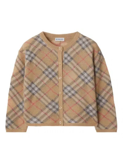 Burberry Kids' Check Cardigan In Neutrals