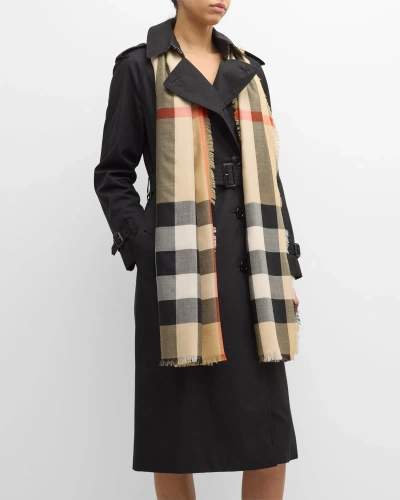 Burberry Check Cashmere & Silk Scarf In Sand