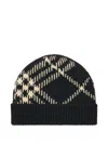 Burberry Check Cashmere Blend Beanie In Black
