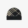Burberry Check Cashmere Blend Beanie In Black