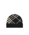 Burberry Check Cashmere Blend Beanie In Black