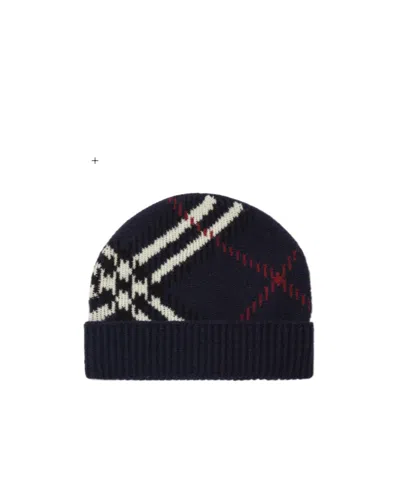 Burberry 8132885 Check Cashmere-blend Beanie In Black