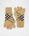 Burberry Check Cashmere-blend Gloves In Brown