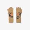 Burberry Check Cashmere Blend Gloves In Sand