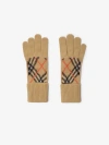 Burberry Check Cashmere Blend Gloves In Sand