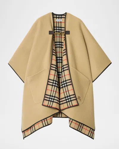 Burberry Check Cashmere Cape In Brown