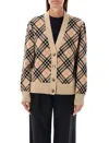 Burberry Check Jacquard Cashmere Cardigan In Sand Ip Check