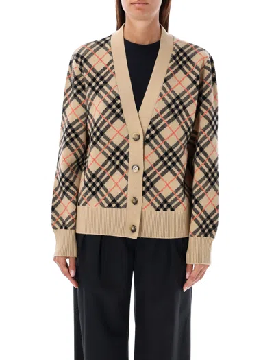 BURBERRY CHECK CASHMERE CARDIGAN