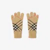 Burberry Check Cashmere Gloves In Brown