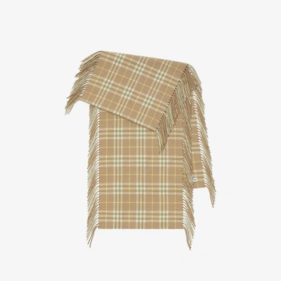 Burberry Check Cashmere Happy Scarf In Flax