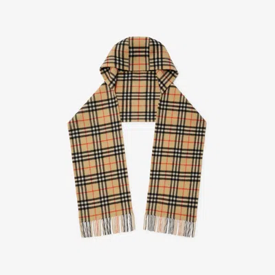 BURBERRY BURBERRY CHECK CASHMERE HOODED SCARF