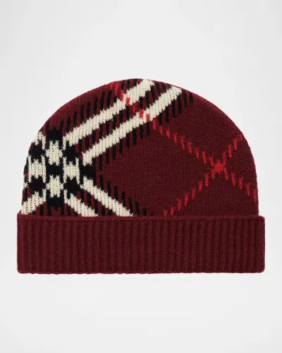 Burberry Check Cashmere Knit Beanie In Multi