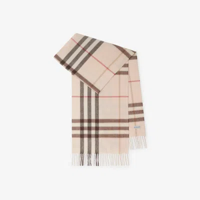 Burberry Check Cashmere Scarf In Alabaster
