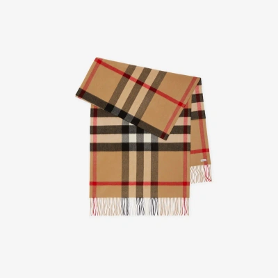 Burberry Check Cashmere Scarf In Archive Beige