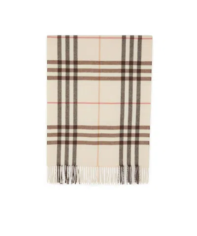 Burberry Check Cashmere Scarf In Beige