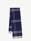 Burberry Cashmere Scarf Featuring Check Pattern And Fringe In Blue